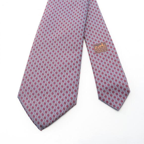 Hermes Hermès silk tie for men in burgundy and blue.